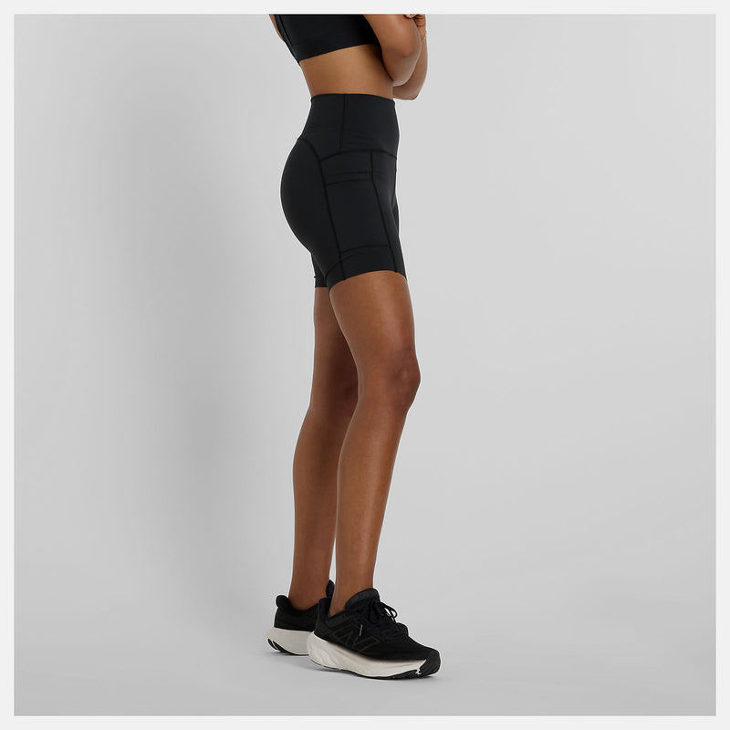 Women's NB Sleek Pocket High Rise Short 6" (BK - Black)