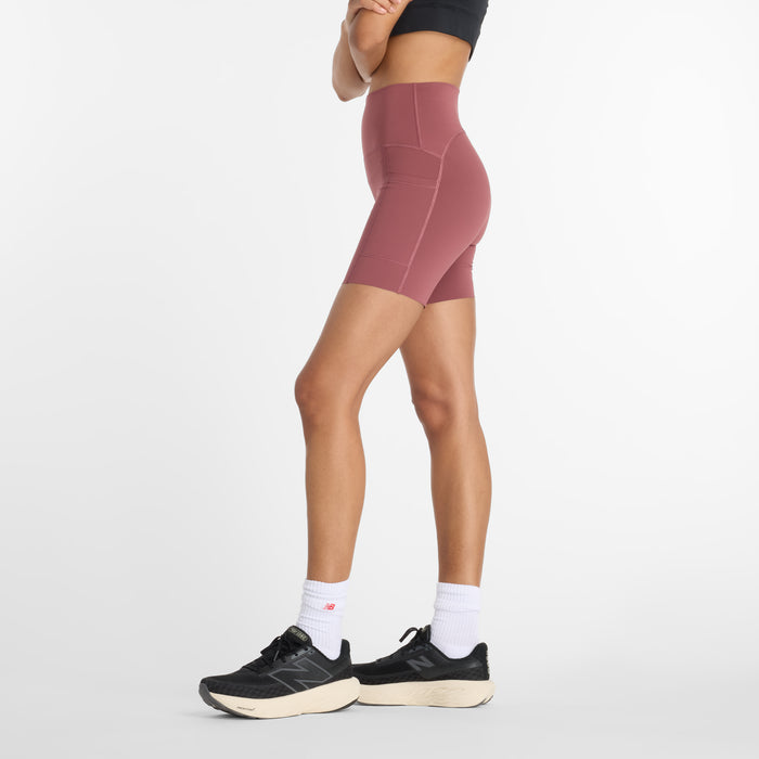 Women's NB Sleek Pocket High Rise Short 6 (WAD - Washed Burgundy)