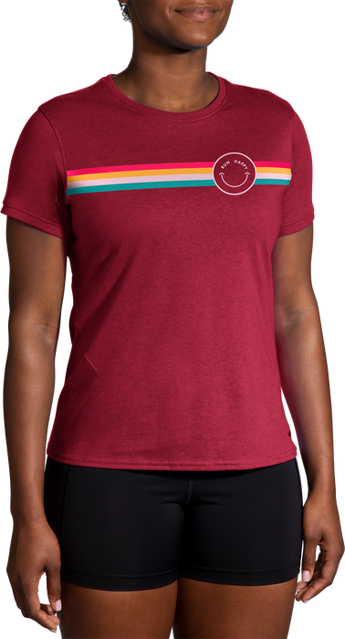 Women's Distance Short Sleeve 2.0 (685 - Heather Razzmatazz/Rainbow Stripe)