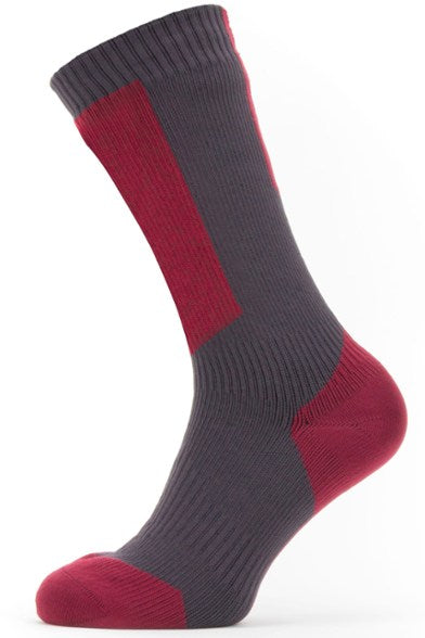Waterproof Cold Weather Mid Length Sock with Hydrostop (Gray/Red/White)