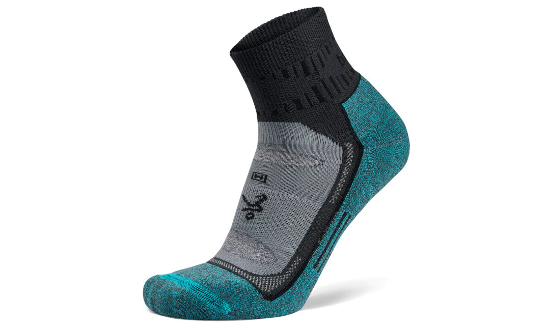 Blister Resist Quarter Running Socks (Grey/Blue)