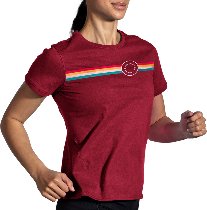 Women's Distance Short Sleeve 2.0 (685 - Heather Razzmatazz/Rainbow Stripe)