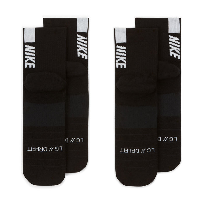 Unisex Multiplier Running Ankle Socks (2 Pair) (010 - Black/White)