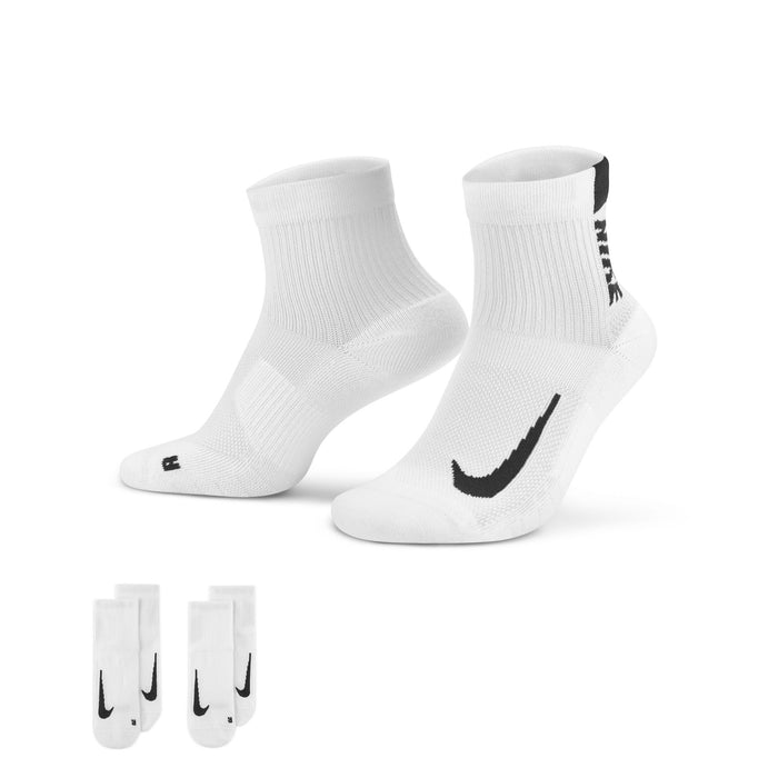 Unisex Multiplier Running Ankle Socks (2 Pair) (100 - White/Black)