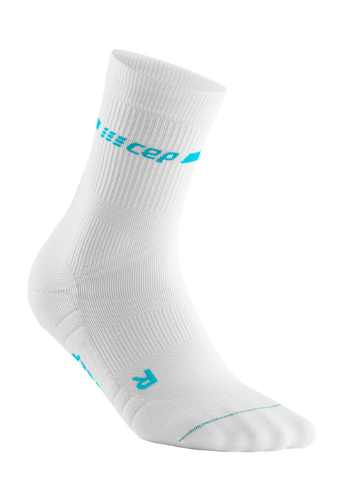Neon Mid Cut Compression Socks (White/Neon Blue) — TC Running Co