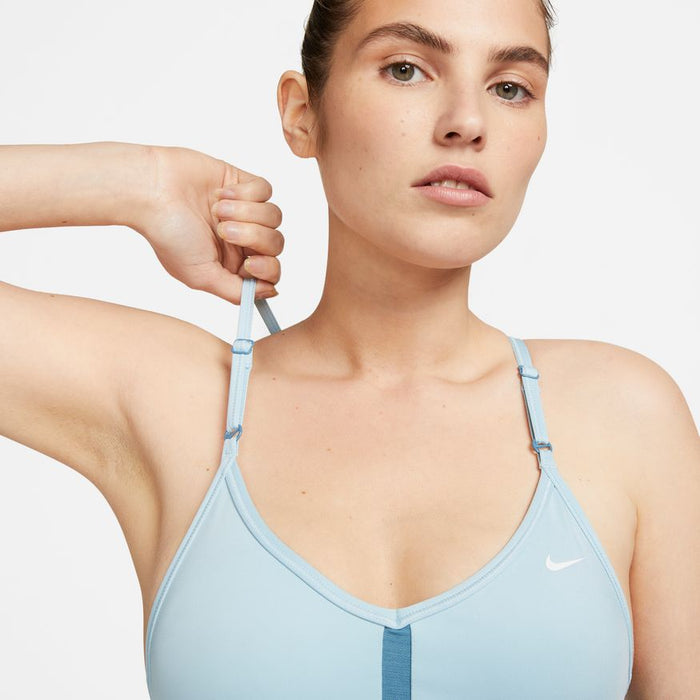 Nike Performance W DF INDY - Medium support sports bra - ocean bliss/noise  aqua/light blue 