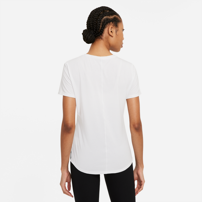 Women's DRI-FIT UV One Luxe Standard-Fit Short-Sleeve Top (100 - White/Reflective Silver)