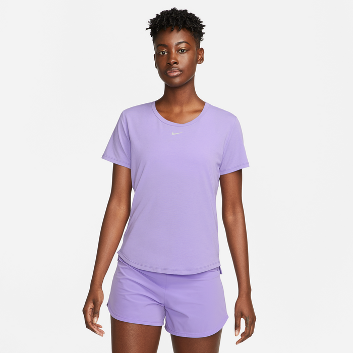 Women's DRI-FIT UV One Luxe Standard-Fit Short-Sleeve Top (567 - Space Purple/Reflective Silver)