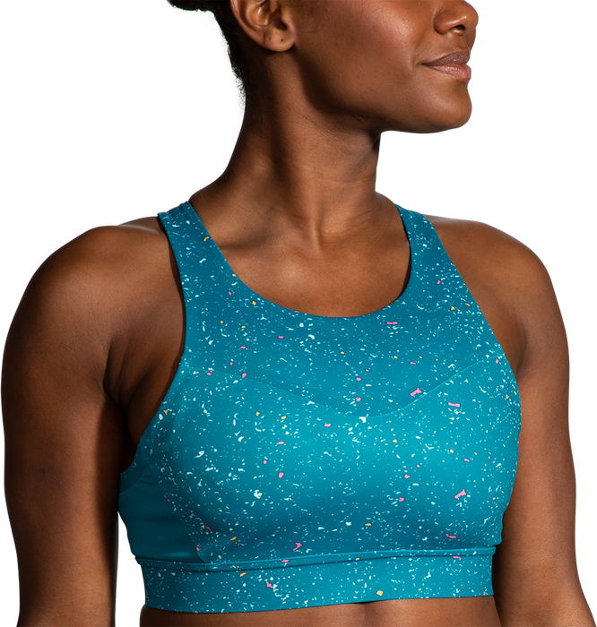 Women s Drive 3 Pocket Run Bra 464 Lagoon Speckle Print TC