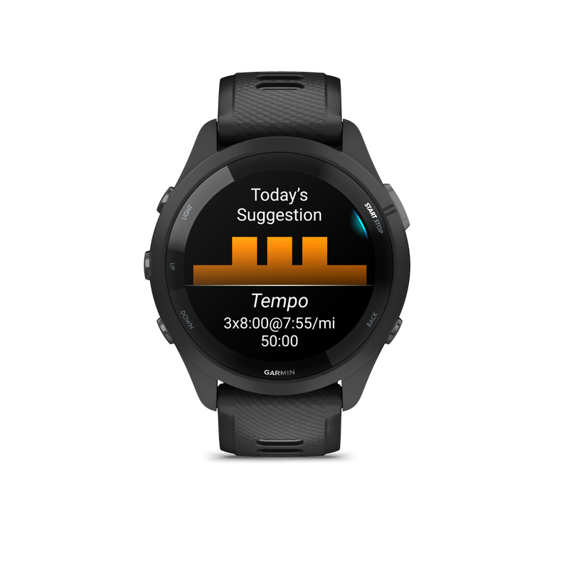 Forerunner® 265 (Black Bezel and Case with Black/Powder Gray Silicone Band)