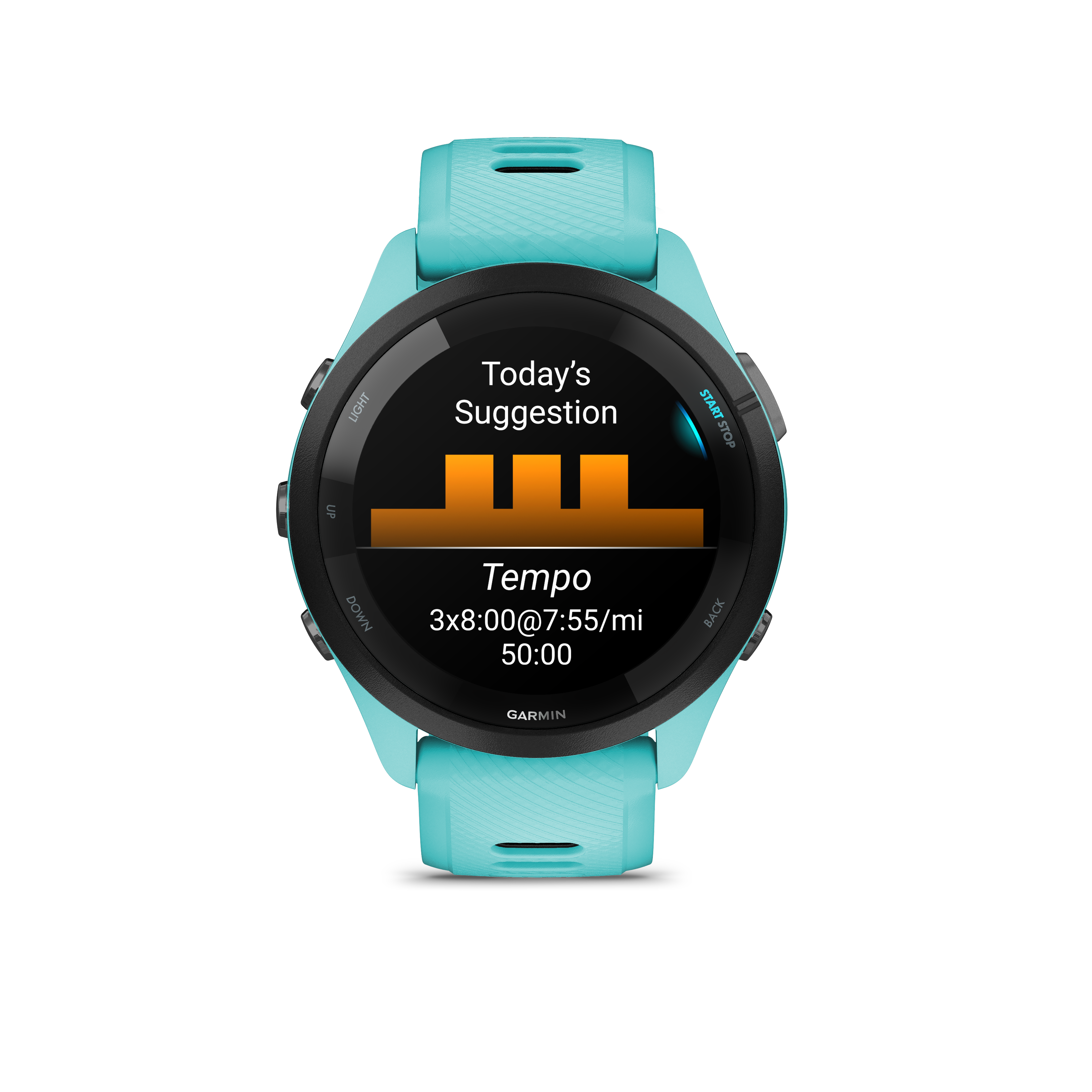 Forerunner® 265 (Black Bezel with Aqua Case and Aqua/Black