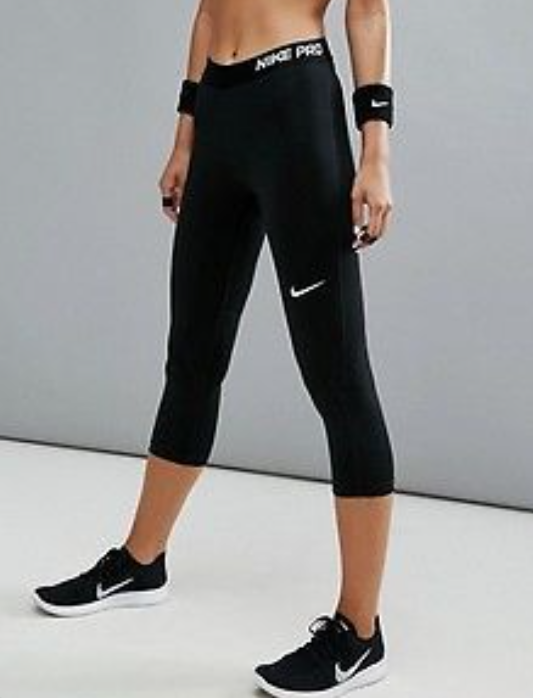 Nike Pro Ladies Hypercool Black / Clear Capri large Excellent