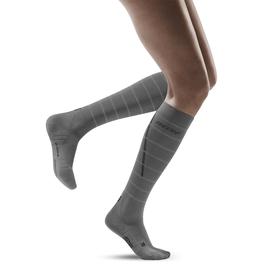 Women's Reflective Compression Tall Socks (Grey) — TC Running Co