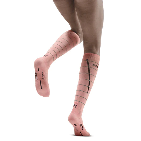 Women's Reflective Compression Tall Socks (Light Rose) — TC Running Co