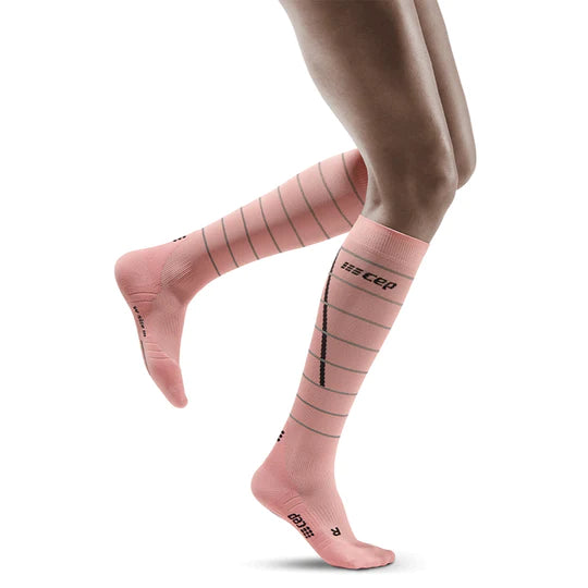 Women's Reflective Compression Tall Socks (Light Rose)