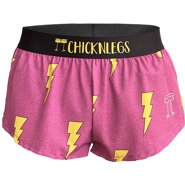 Women's Pink Bolts 1.5" Split Shorts